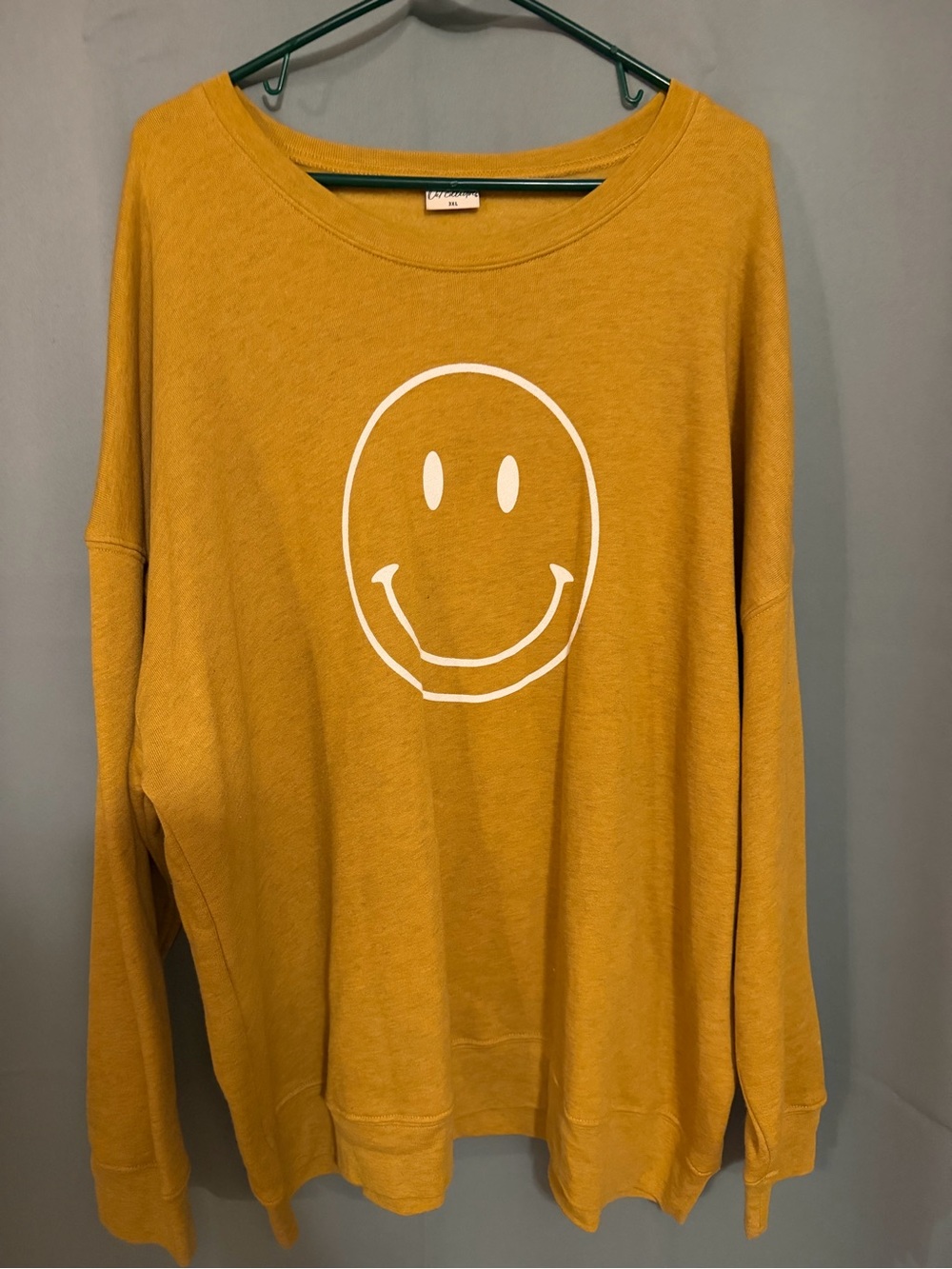 Relaxed Mustard Smiley Sweatshirt for Women